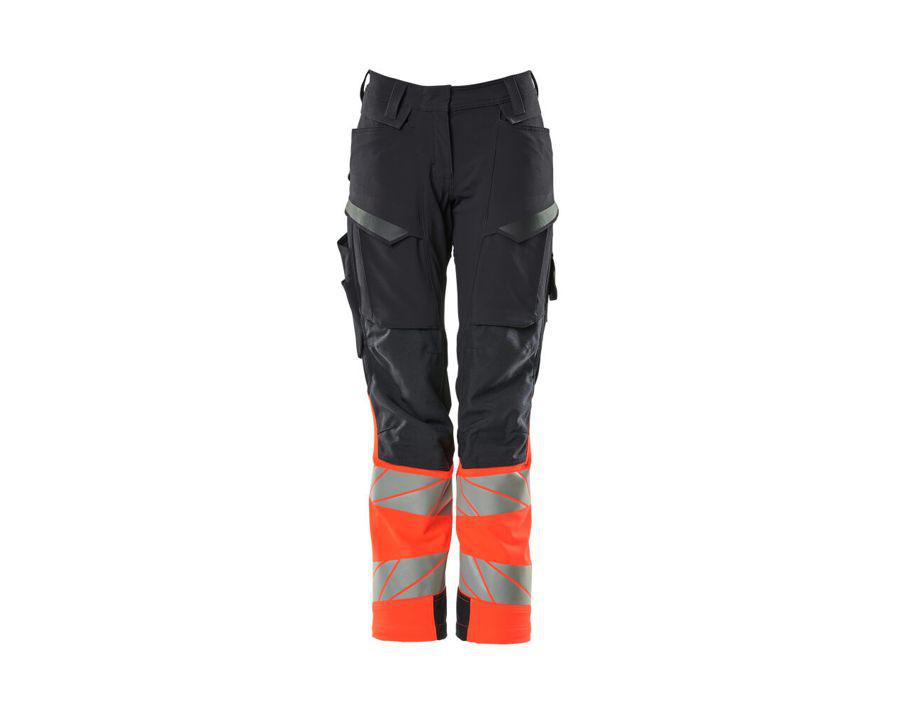 Pantaloni con tasche porta-ginocchiere ACCELERATE SAFE blu navy scuro/hi-vis rosso