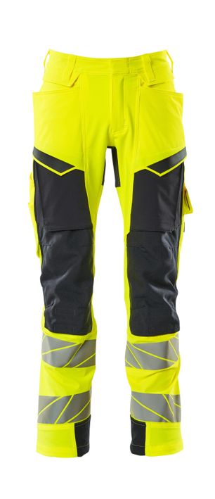Pantaloni con tasche porta-ginocchiere ACCELERATE SAFE hi-vis giallo/blu navy scuro