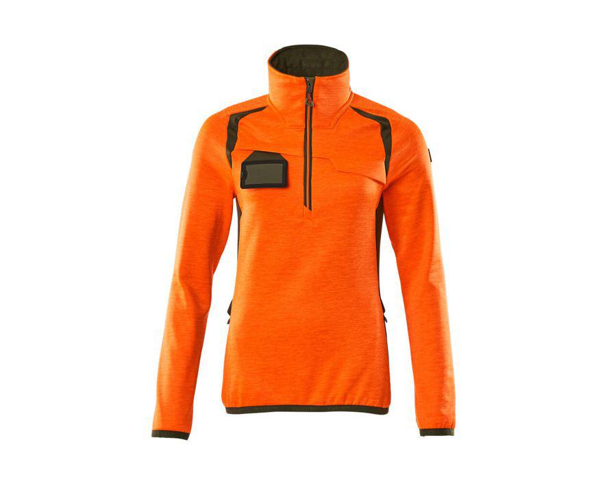 Maglione in pile con mezza cerniera ACCELERATE SAFE hi-vis arancio/verde muschio