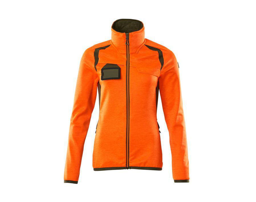 Maglione in pile con chiusura lampo ACCELERATE SAFE hi-vis arancio/verde muschio