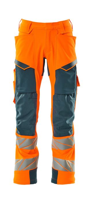 Pantaloni con tasche porta-ginocchiere ACCELERATE SAFE hi-vis arancio/petrolio scuro