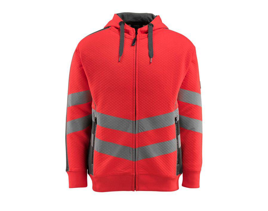 Felpa con cappuccio con chiusura lampo SAFE SUPREME hi-vis rosso/antracite scuro