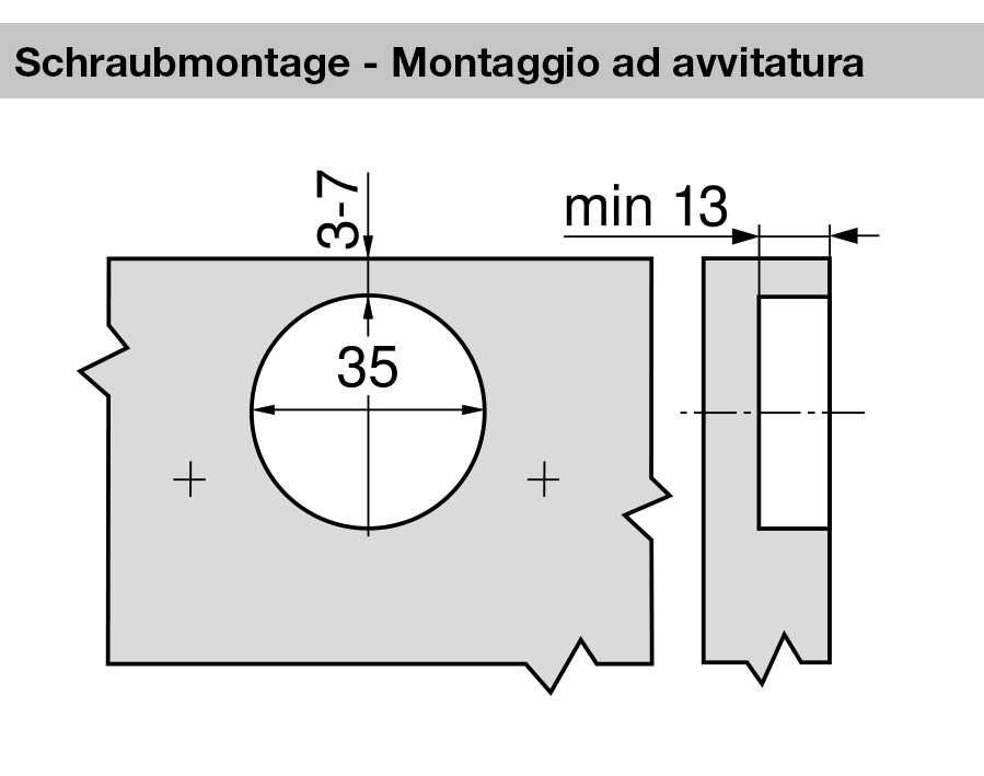 Cerniera per mobili con colonna a filo MODUL