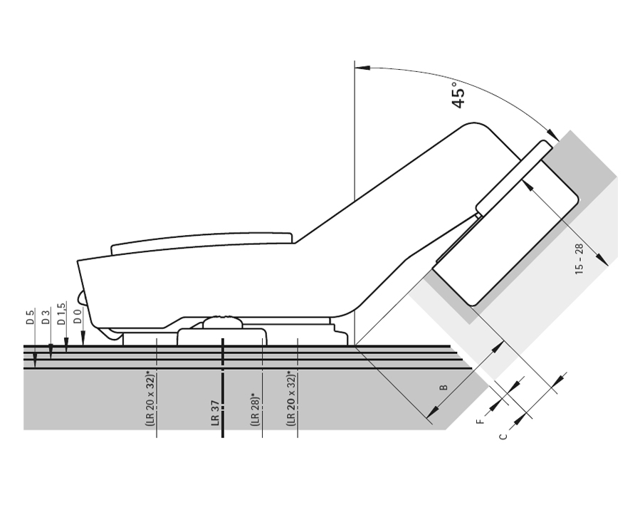 Cerniera a  scodellino per mobili ad angolo Sensys 8639i W45