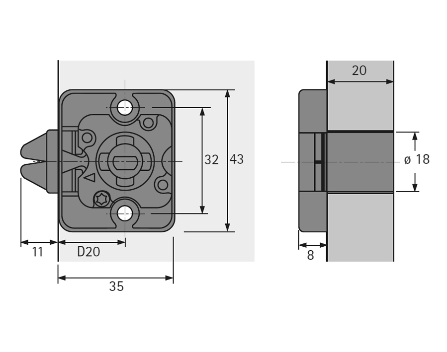 Serratura a scrocco con cilindro per ante ad avvolgibile Prestige 2000 
