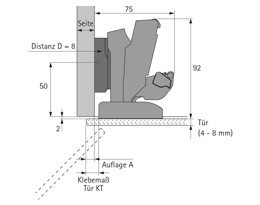 Cerniera da 165° Sensys 8657i per vetro, Base 4    