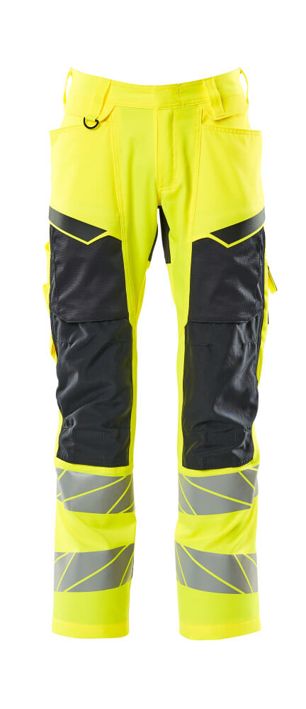 Pantaloni con tasche porta-ginocchiere ACCELERATE SAFE hi-vis giallo/blu navy scuro