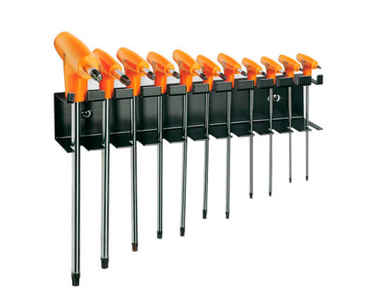 Serie chiavi maschio Torx piegate con impugnatura