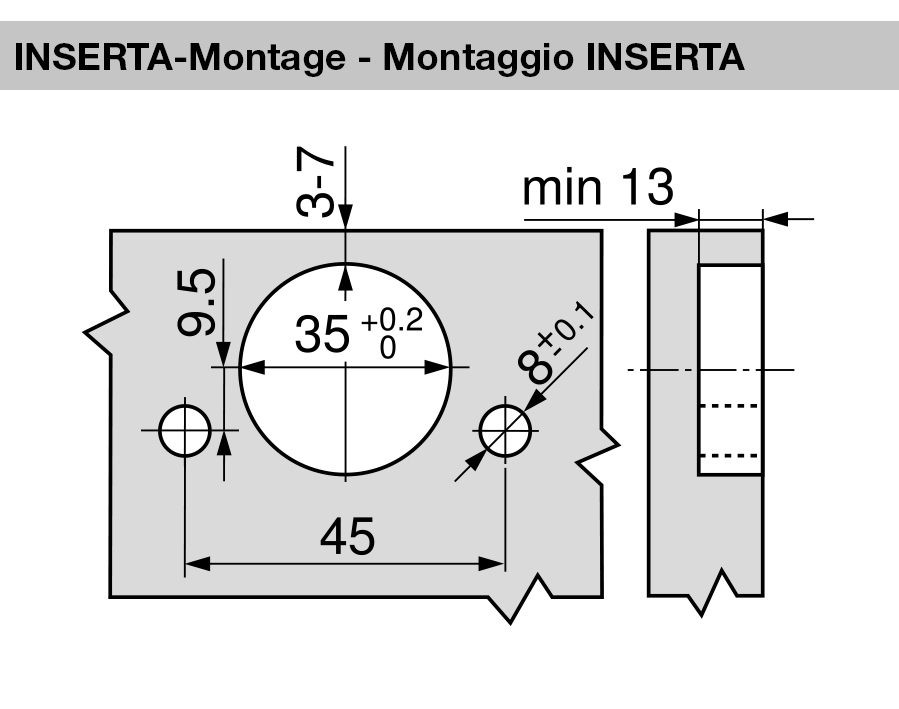 +20° II-cerniera per mobili ad angolo, battuta a sormonto CLIP top