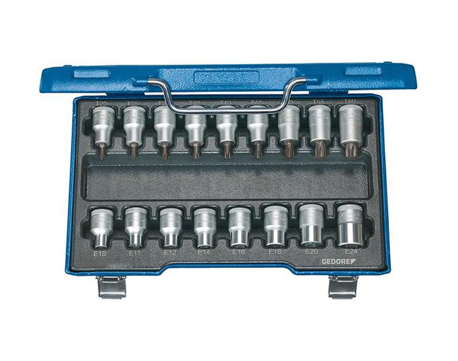 Schraubendreher-Einsatz-Garnitur 1/2" für Innen- und Außen-TORX®-Schrauben, 17-teilig