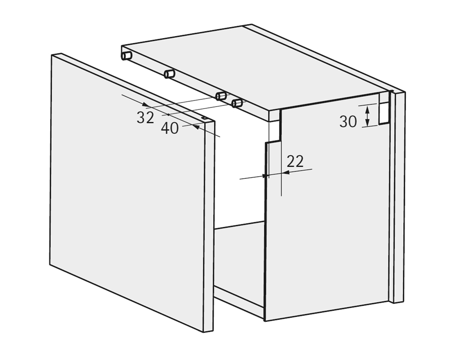 Attaccaglia per pensili SAH 116 per il montaggio nel mobile