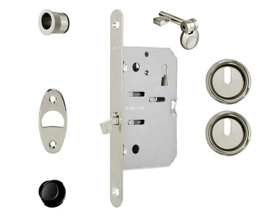 Scivola T kit M (rosette con foro chiave) con serratura - rosette tonde