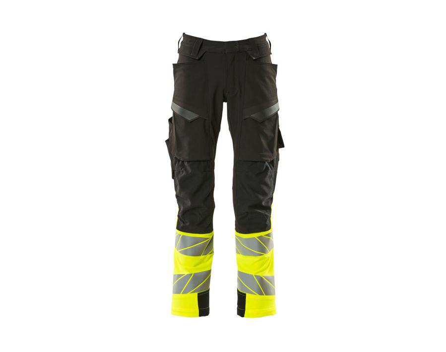 Pantaloni con tasche porta-ginocchiere ACCELERATE SAFE nero/hi-vis giallo