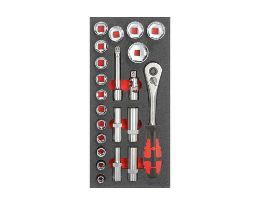 Werkzeugmodul Steckschlüssel 1/2", 22-teilig, Modul 1/3