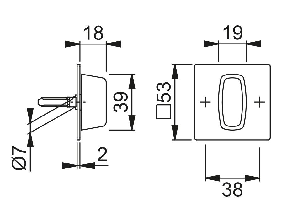 Coppia bocchette piatte per porte WC E848NS