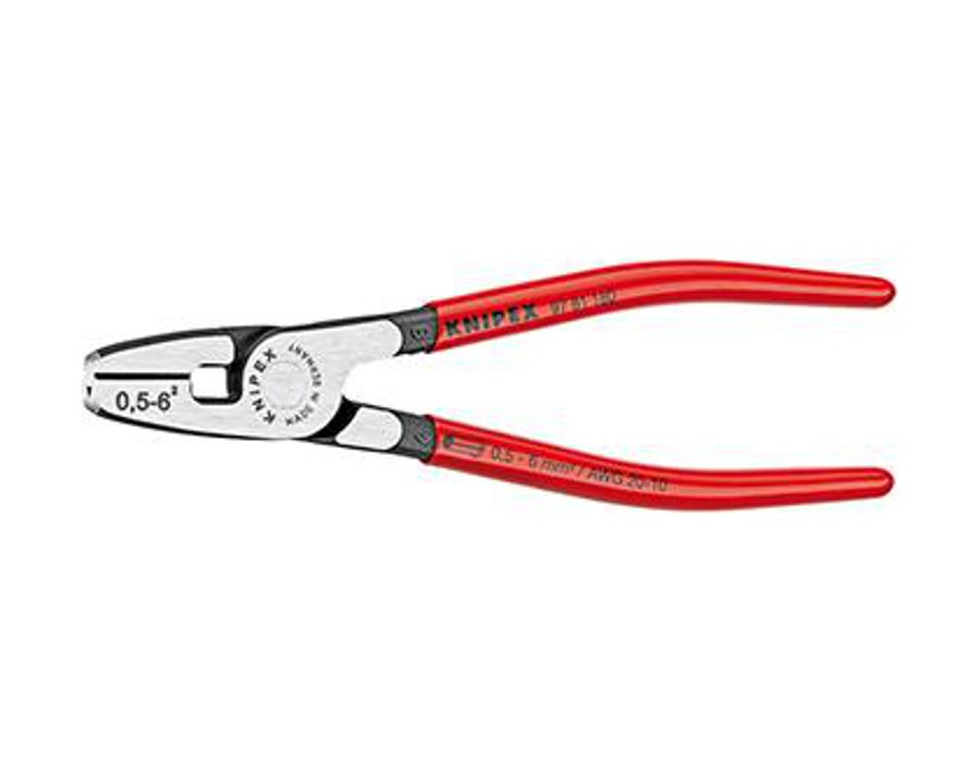Crimpzange für Aderendhülsen, mit Fronteinführung