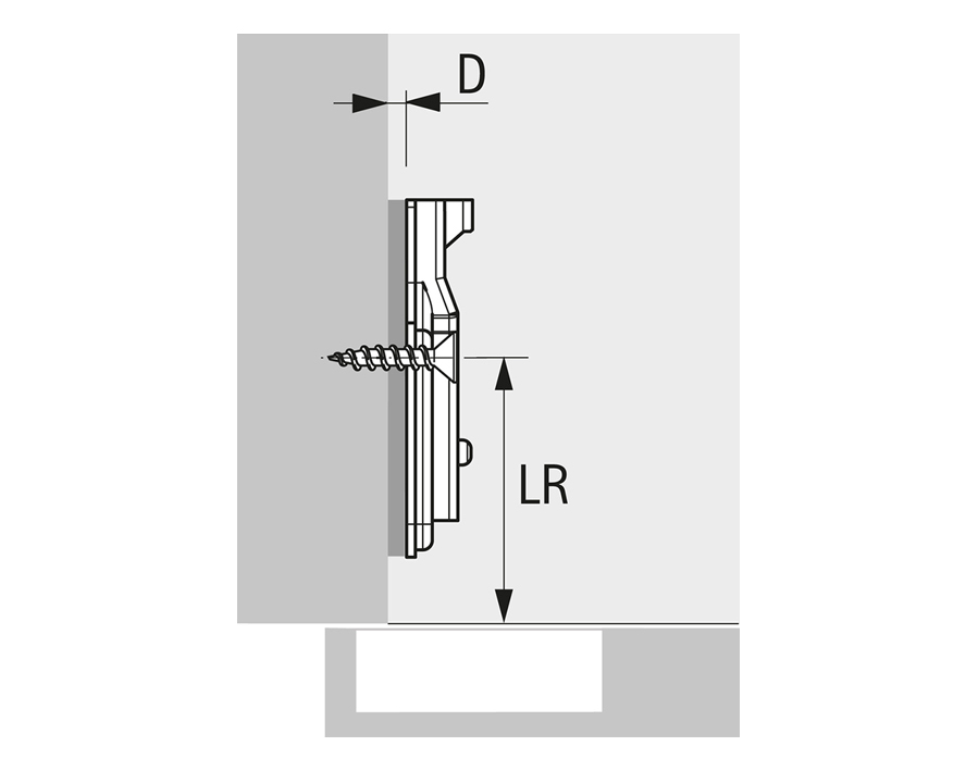 Basetta di montaggio a croce con fissggio a viti per cerniere Veosys