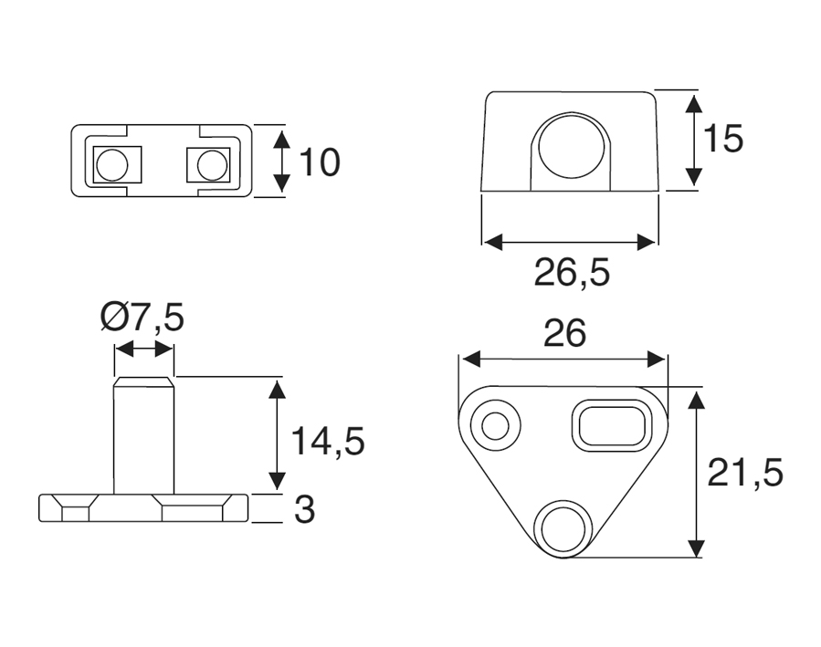 Kit per serrature per asta profilata Ø 6 mm