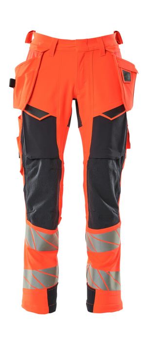 Pantaloni con tasche esterne ACCELERATE SAFE hi-vis rosso/blu navy scuro
