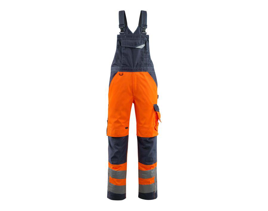 Salopette con tasche porta-ginocchiere SAFE SUPREME hi-vis arancio/blu navy scuro