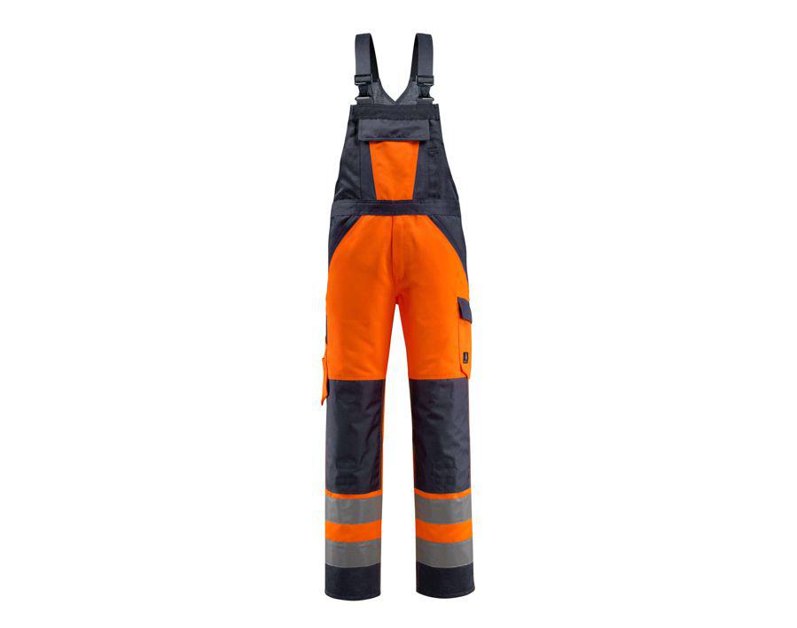 Salopette con tasche porta-ginocchiere SAFE LIGHT hi-vis arancio/blu navy scuro