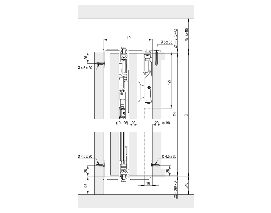 Guarnitura per 1 paio di ante a libro Hawa Folding Concepta 25