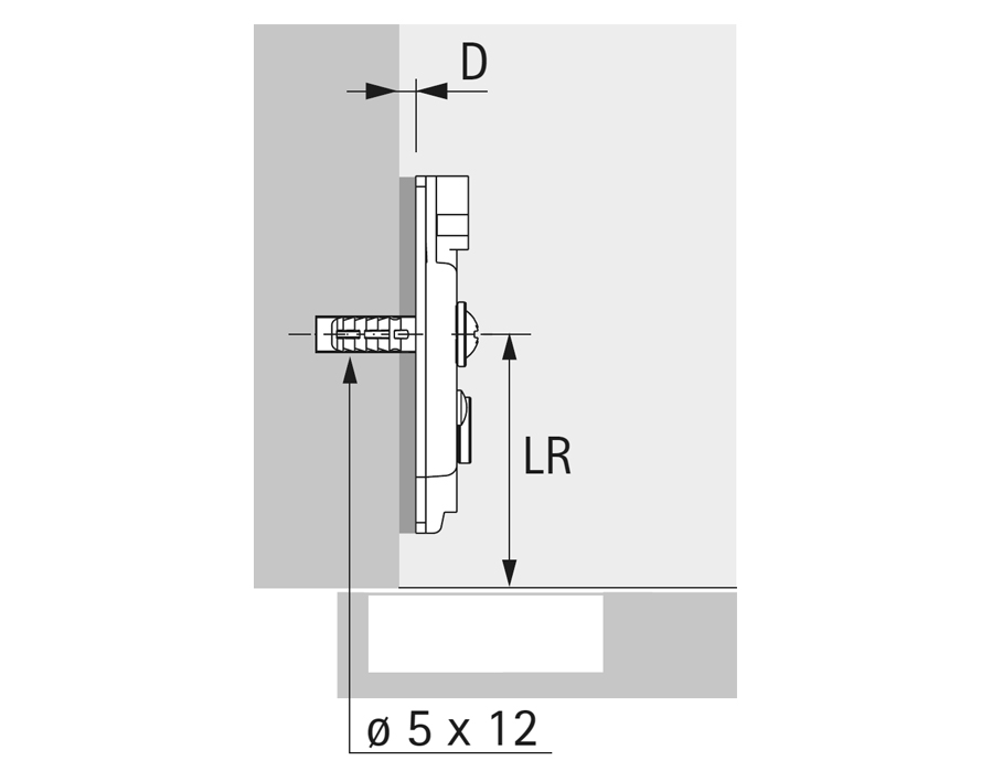 Basetta a croce System 8099 con bussole ad espansione e viti speciali per cerniere Sensys e Intermat
