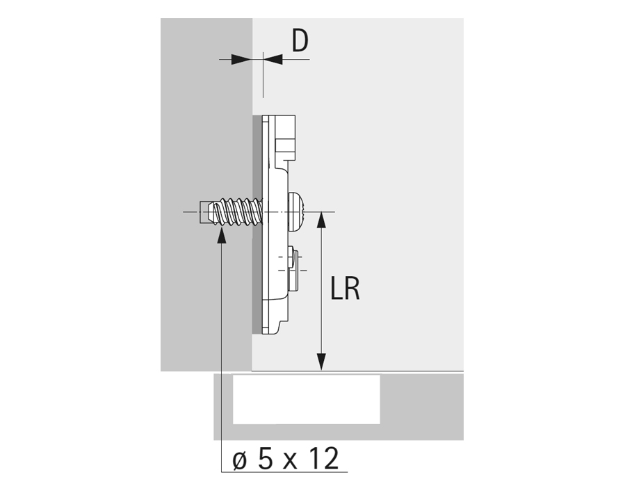 Basetta a croce System 8099 con viti Euro premontate per cerniere Sensys e Intermat