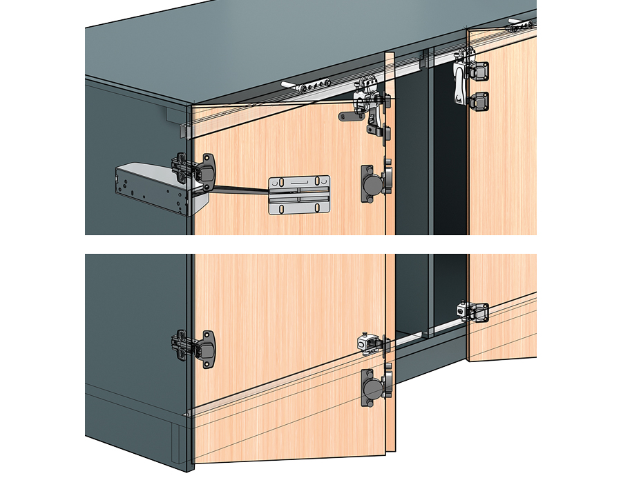 Kit WingLine L carrello di scorrimento con guida inferiore senza molla di chiusura