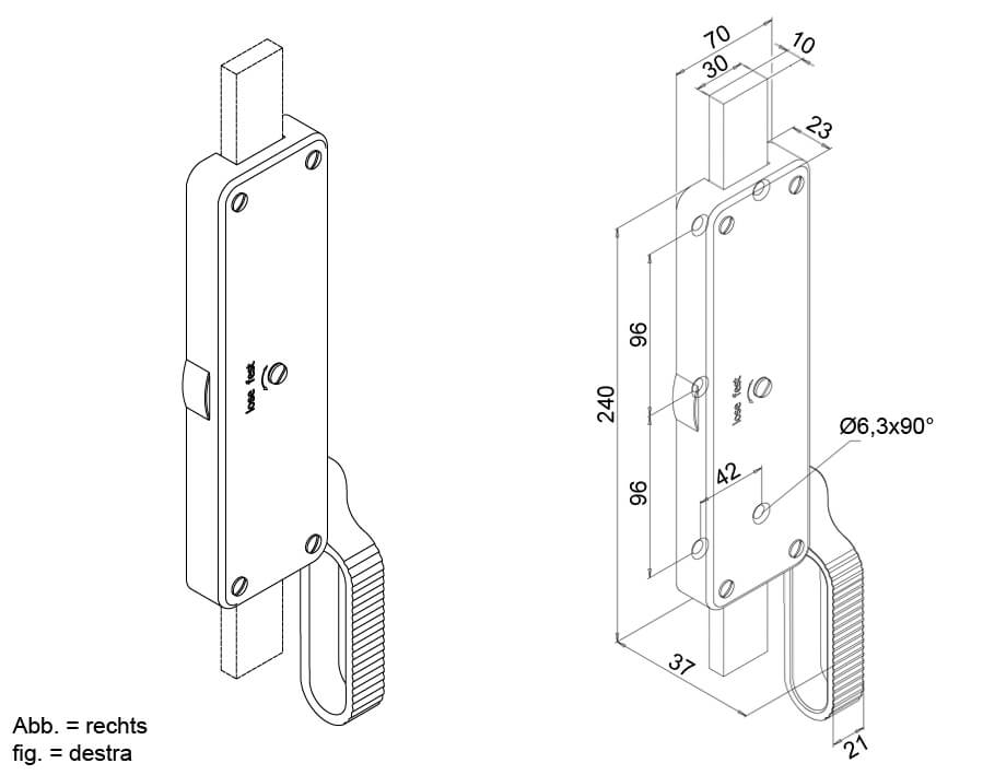Cariglione pesante per aste 30 x 10 mm 