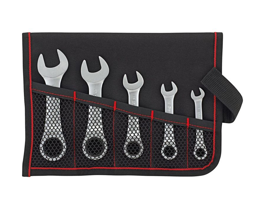 Maulschlüssel mit Ringratsche im Satz, extrakurz