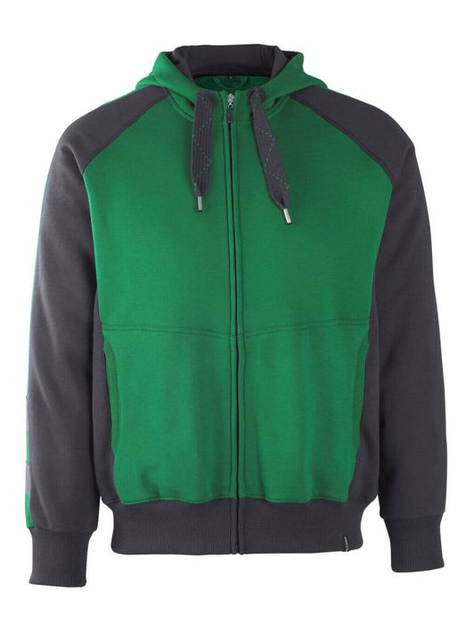 Felpa con cappuccio con chiusura lampo UNIQUE verde/nero