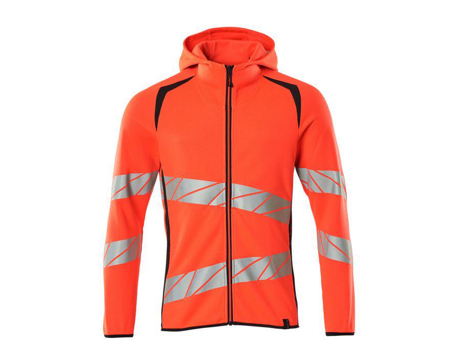 Felpa con cappuccio con chiusura lampo ACCELERATE SAFE hi-vis rosso/blu navy scuro