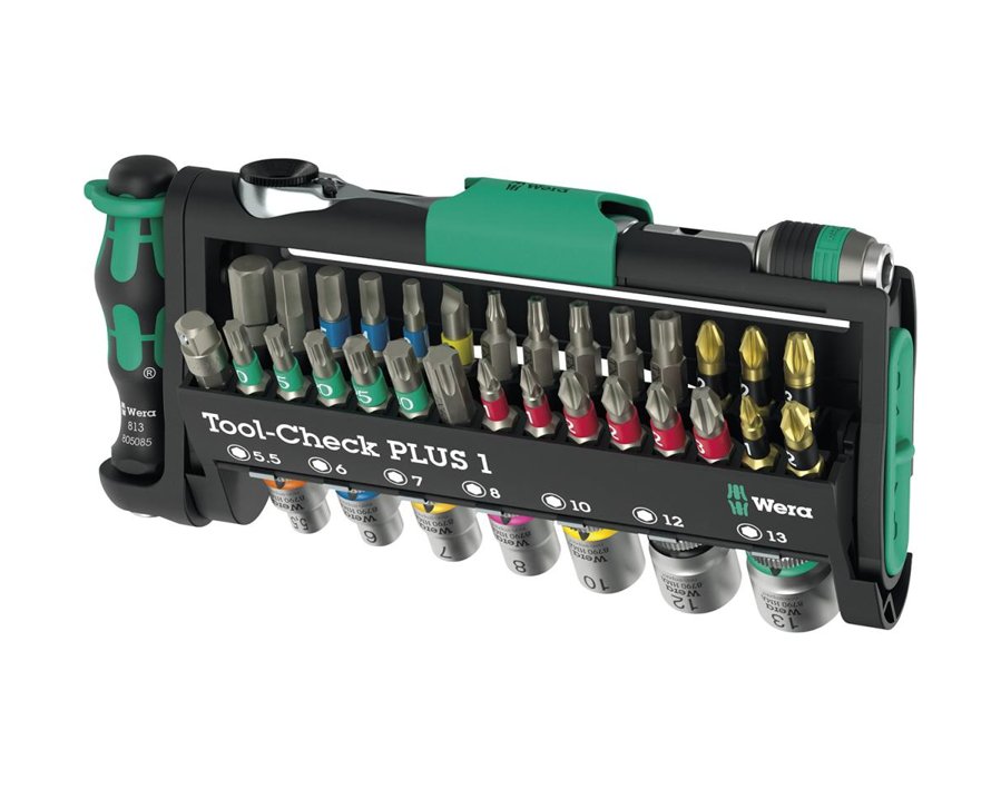 Bit-Sortiment Tool-Check Rapidaptor mit Bit-Ratsche, 39-teilig, Schlitz, Kreuzschlitz PH/PZ, Innensechskant, Innen-TORX®, Außensechskant