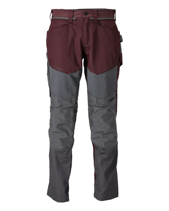 Pantaloni con tasche porta-ginocchiere CUSTOMIZED bordeaux/grigio pietra