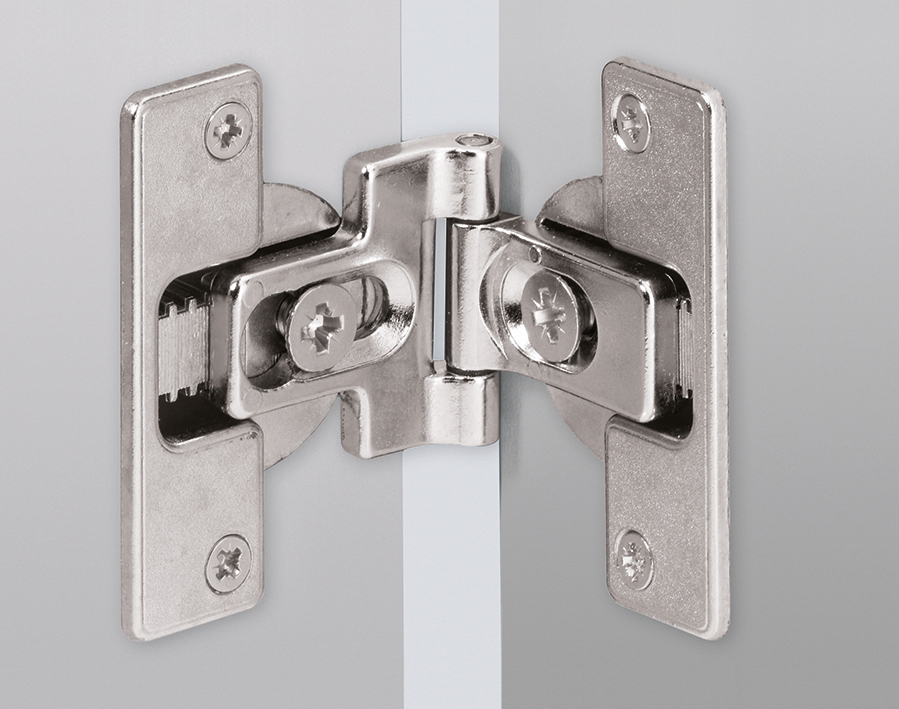 Cerniera per ante a libro con centro di rotazione sfalsato