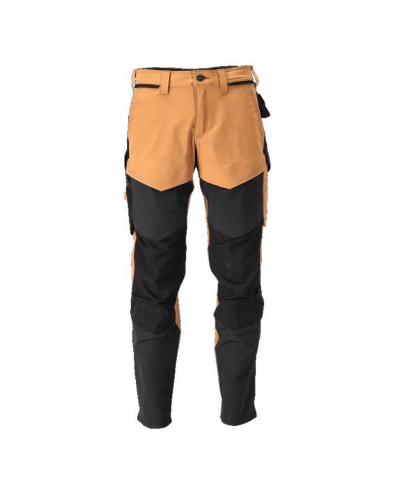 Pantaloni con tasche porta-ginocchiere CUSTOMIZED nocciola/nero