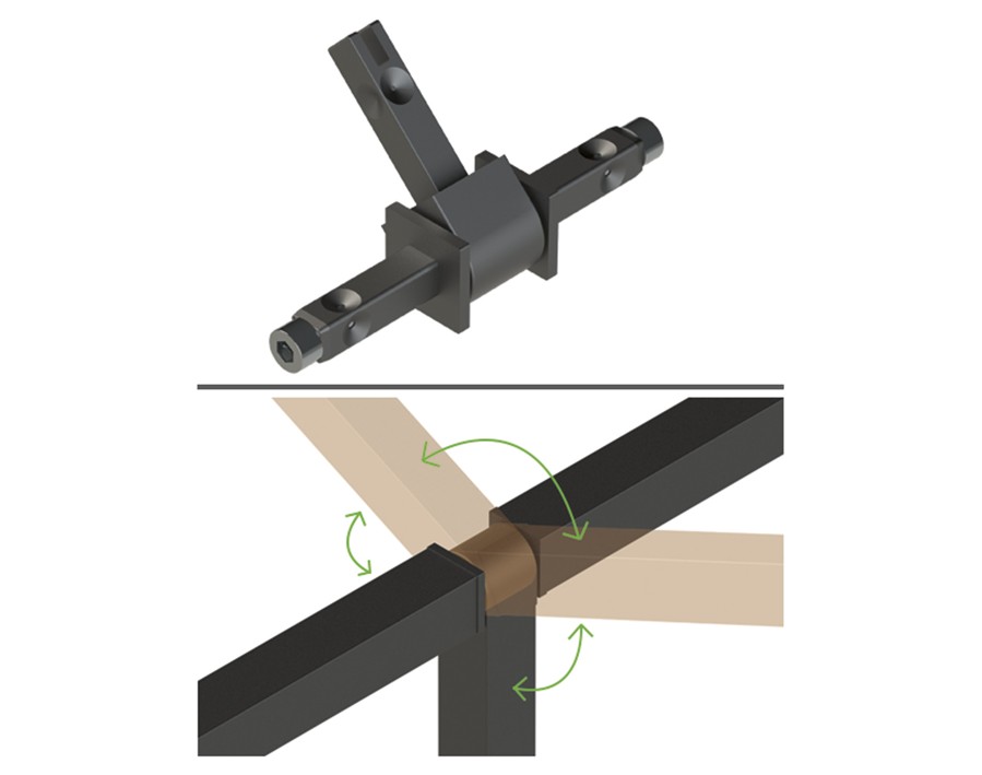 Cadro Giunzione a T 360° effetto acciaio inox