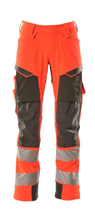 Pantaloni con tasche porta-ginocchiere ACCELERATE SAFE hi-vis rosso/antracite scuro