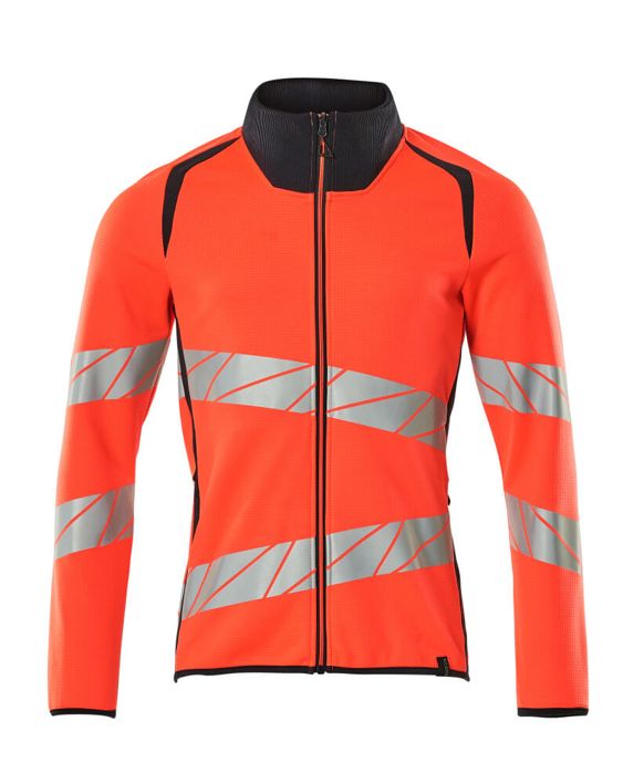 Felpa con chiusura lampo ACCELERATE SAFE hi-vis rosso/blu navy scuro