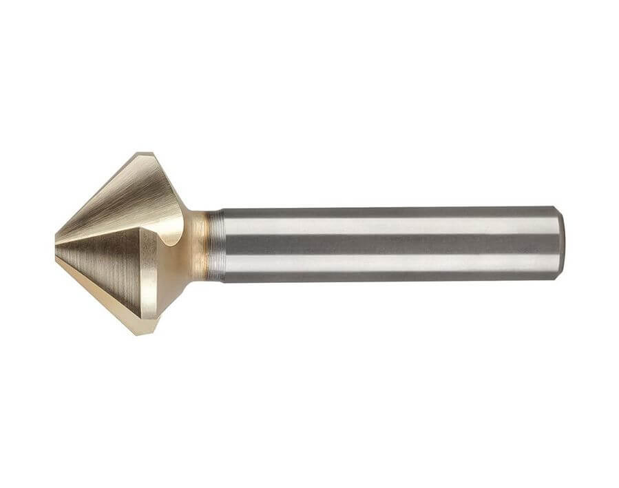 Kegel- und Entgratsenker, 90°, mit ungleicher Teilung, mit zyl. Schaft