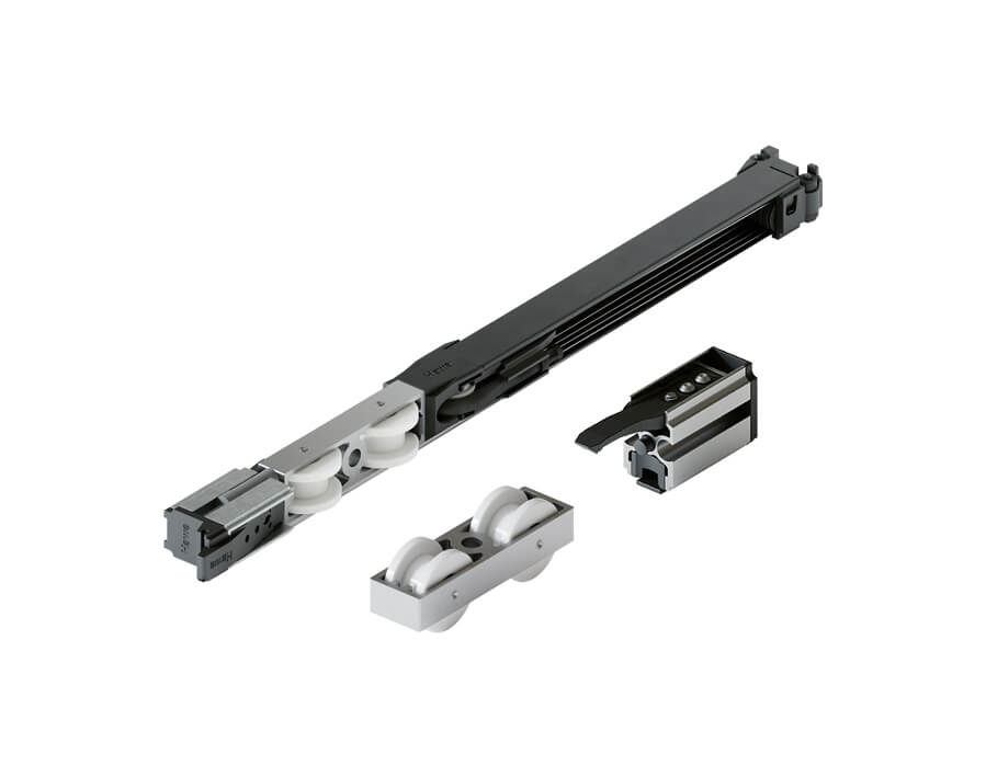 Chiudiporta Hawa Junior 100 con SoftStop 100, comprensivo di guide e fermi per 1 porta