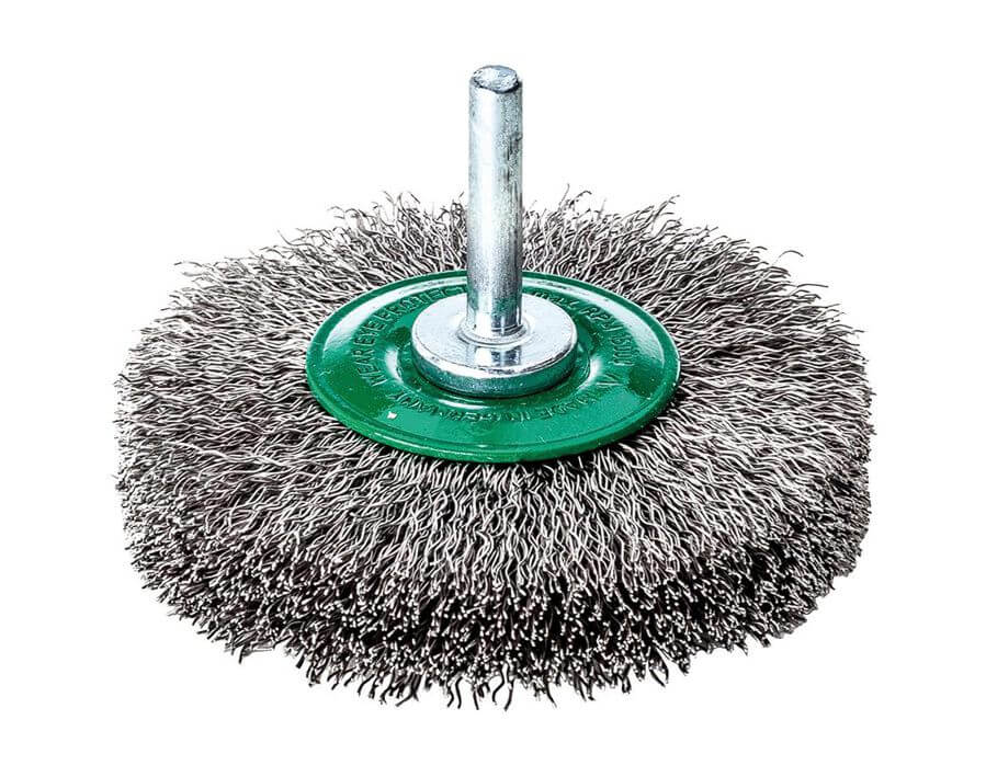 Werkzeug-Rundbürste, rostfreier Stahldraht (1.4310), gewellt