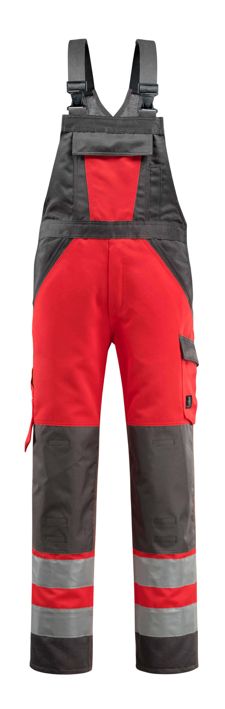 Salopette con tasche porta-ginocchiere SAFE LIGHT hi-vis rosso/antracite scuro