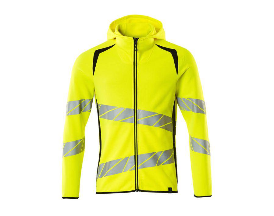 Felpa con cappuccio con chiusura lampo ACCELERATE SAFE hi-vis giallo/nero