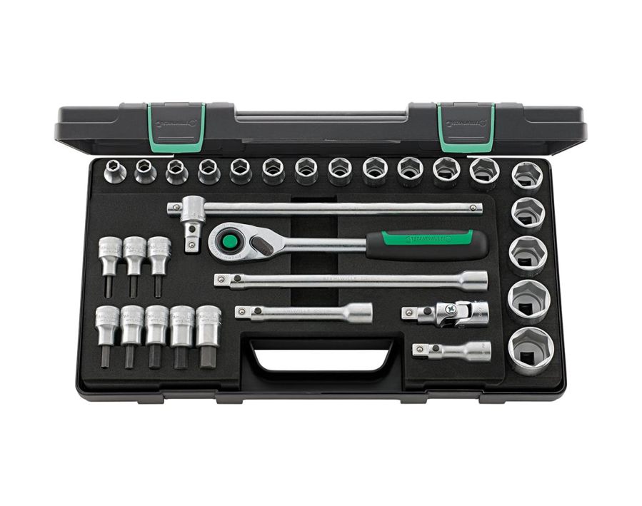 Sechskant-Steckschlüssel-Garnitur 1/2", 31-teilig