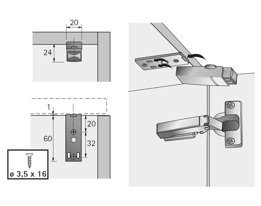 Ammortizzatore da avvitare Silent System per cerniere a scodellino Intermat
