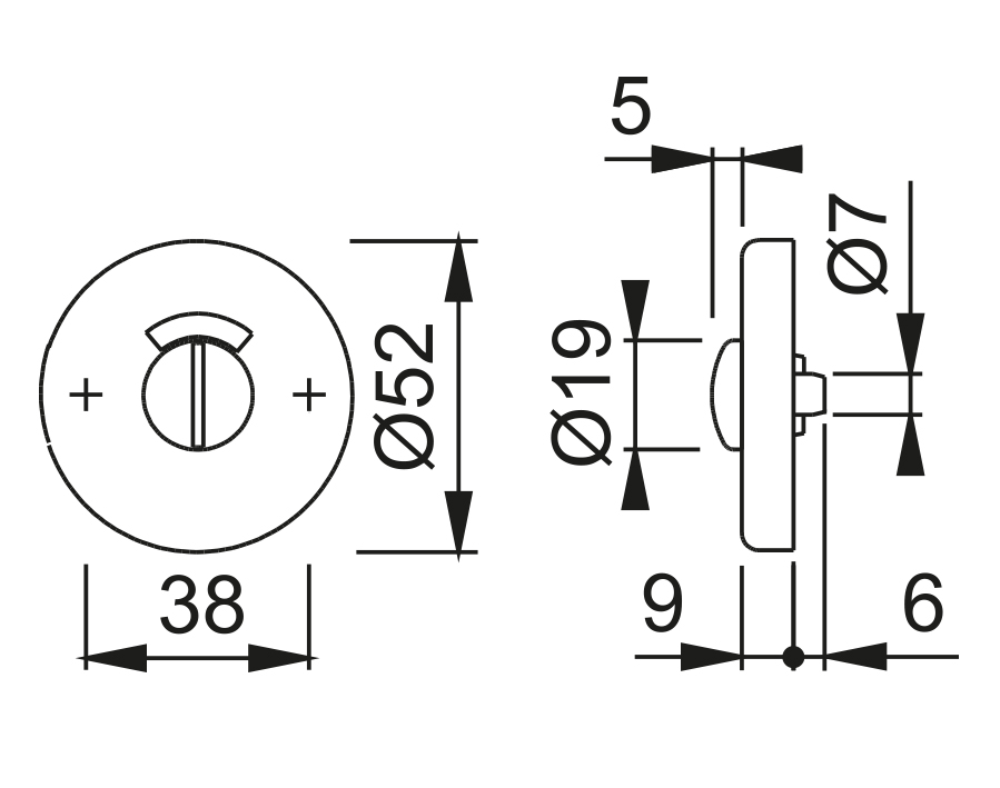Coppia bocchette coprivite per porte WC 42KVS RW-SK/OL 