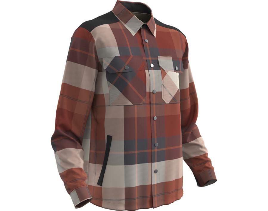 Camicia con fodera in pile CUSTOMIZED a quadri rosso autunno