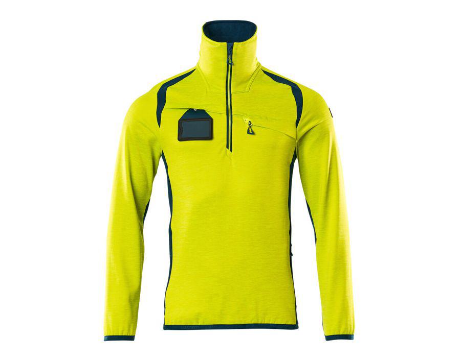 Maglione in pile con mezza cerniera ACCELERATE SAFE hi-vis giallo/petrolio scuro